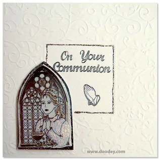 STICKER / AUTOCOLLANT Ziersticker, "Communion / Confirmation, fille," Transp. / Or