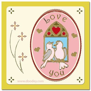 STICKER / AUTOCOLLANT 1 Ziersticker Lovebirds gold