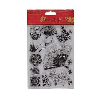 Docrafts / Papermania / Urban Clear Stamps Scene - Oriental motifs (fans)