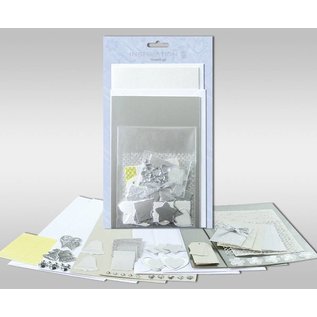 KARTEN und Zubehör / Cards Set di carte da personalizzare, "Argento", per 4 carte, dimensioni 11,5 x 21 cm e 11,5 x 17 cm