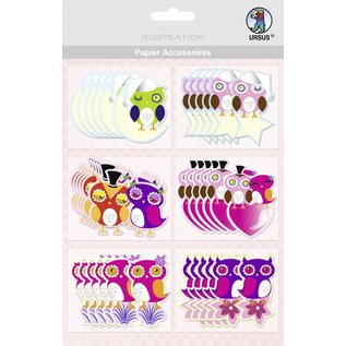 Embellishments / Verzierungen Pretty paper accessories, 36 owls, some with glitter