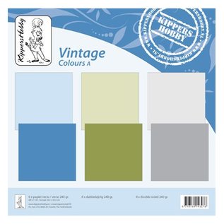 Designer Papier Scrapbooking: 30,5 x 30,5 cm Papier couleurs Vintage A, 6 feuilles, recto-verso, un collège, 240 grs