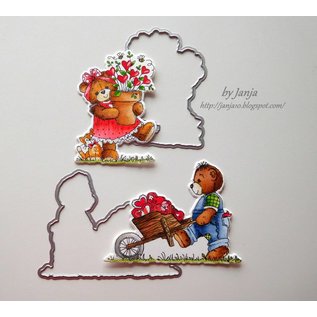 Cottage Cutz NUEVO sello de estampado stencil +: oso con la carretilla