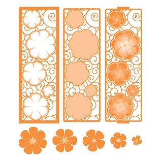 Tonic Studio´s Estampado y grabado en relieve de plantilla: borde decorativo filigrana con flores