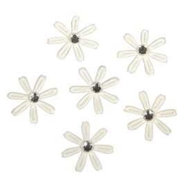 Embellishments / Verzierungen 60 satin blomster med rhinsten, 1,8 cm ø elfenben