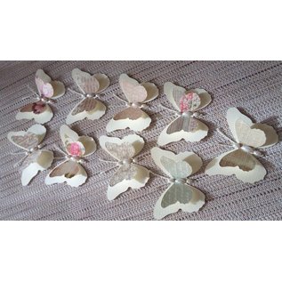 Embellishments / Verzierungen 9 stk 3D sommerfugler med perler