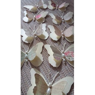 Embellishments / Verzierungen 9 farfalle piece 3D con perle
