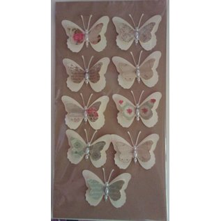 Embellishments / Verzierungen 9 mariposas pieza 3D con perlas