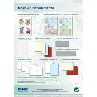 BASTELSETS / CRAFT KITS Bastelset: Triptychonkarten (carte trifold) avec des fleurs