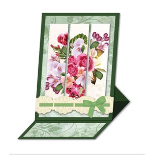BASTELSETS / CRAFT KITS Bastelset: Triptychonkarten (driebladige kaart) met bloemen