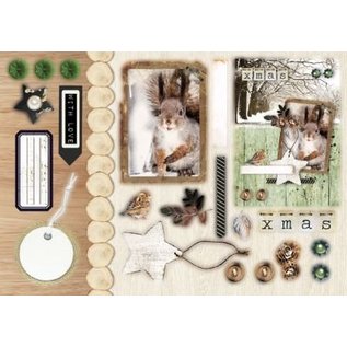 Studio Light bloc A5 Punch: Woodland hiver avec nr.07 feuille