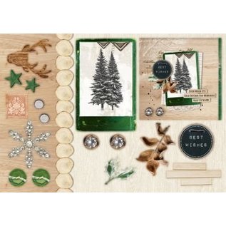 Studio Light Punch blok A5: Woodland Vinter med folie nr.07