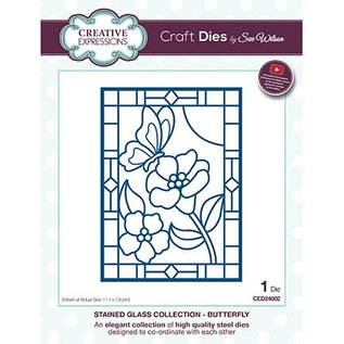 CREATIVE EXPRESSIONS und COUTURE CREATIONS Stamping template: Stained glass collection butterfly with flowers