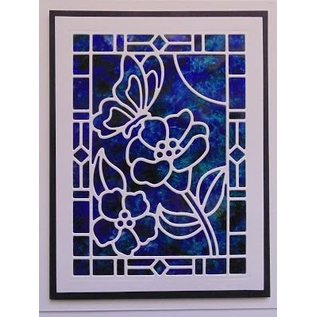 CREATIVE EXPRESSIONS und COUTURE CREATIONS plantilla de perforación: Stained Glass Collection -Schmetterling con flores