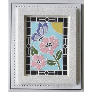 CREATIVE EXPRESSIONS und COUTURE CREATIONS Stamping template: Stained glass collection butterfly with flowers