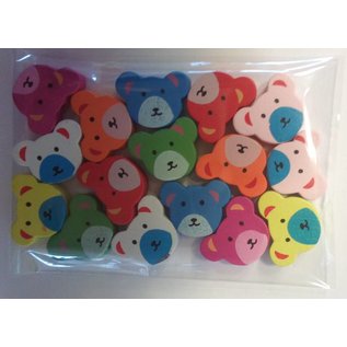 Holz, MDF, Pappe, Objekten zum Dekorieren 16 wood beads with cute bear motifs