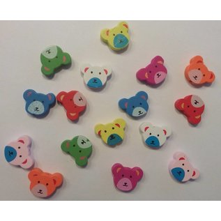 Holz, MDF, Pappe, Objekten zum Dekorieren 16 wood beads with cute bear motifs