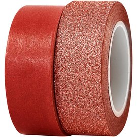 BASTELZUBEHÖR, WERKZEUG UND AUFBEWAHRUNG Motif tape, W: 15 mm, rood, 2 Role