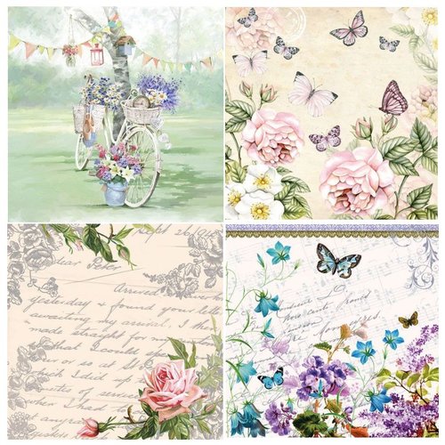 DECOUPAGE AND ACCESSOIRES 4 Assorted Designer Decoupage napkins in vintage design DECOUPAGE AND ACCESSOIRES 4 Assorted Designer Decoupage napkins in vintage design