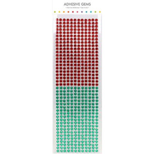 Embellishments / Verzierungen Selvklebende perler, småstein, 6mm, rød og grønn