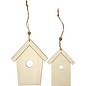 Holz, MDF, Pappe, Objekten zum Dekorieren Wooden bird, 2 bird houses, H: 13 + 17.5 cm, thickness: 5 mm