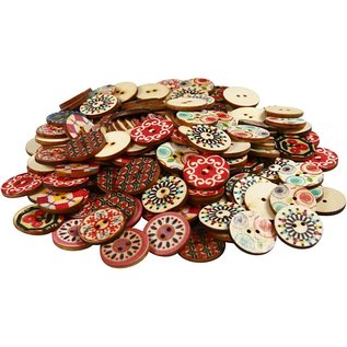 Embellishments / Verzierungen Boutons décoratifs en bois, D : 20 mm, 8 pièces assorties