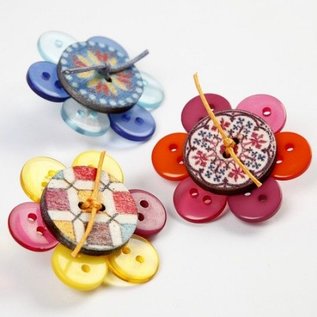 Embellishments / Verzierungen Wooden decorative buttons, D: 20 mm, 8 pieces assorted