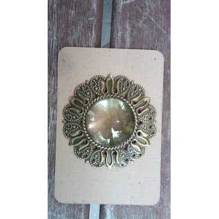 Embellishments / Verzierungen 1 Charm in Vintagelook met 1 glazen Cabouchon