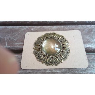 Embellishments / Verzierungen 1 Charm in Vintage Look mit 1 Glas Cabouchon