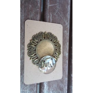 Embellishments / Verzierungen 1 Charm in Vintage Look mit 1 Glas Cabouchon