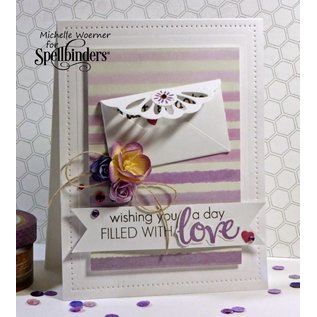 Spellbinders und Rayher Spellbinders, punzonado y de la plantilla de estampado Shapeabilities para 3 mini sobre diferente