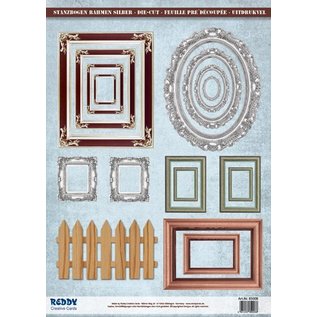 Embellishments / Verzierungen Die-cut photo frame, with silver, 17 parts