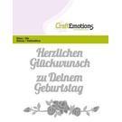 Crealies und CraftEmotions Stanzschablone: Text: Herzlichen Glückwunsch (DE) mit Rosendesign