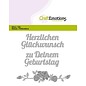 Crealies und CraftEmotions Stanzschablone: Text: Herzlichen Glückwunsch (DE) mit Rosendesign