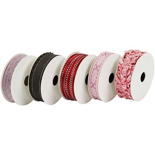 DEKOBAND / RIBBONS / RUBANS ... Dekoband SET, pink / red tones, 5 x 2 meters! LATEST