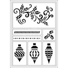 Schablonen, für verschiedene Techniken / Templates Flexible Stencils, A5, Weihnachts kugeln und Schnorkel