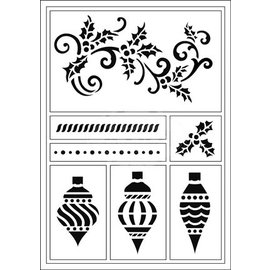 Schablonen, für verschiedene Techniken / Templates Flexible Stencils, A5, Weihnachts kugeln und Schnorkel