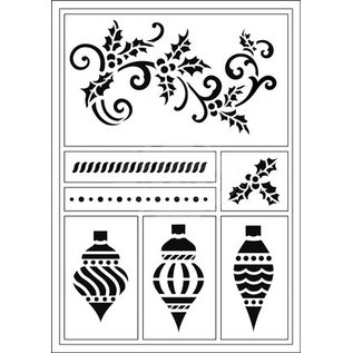 Schablonen, für verschiedene Techniken / Templates Stencil flessibile, palle A5, Natale e boccaglio