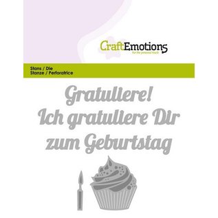 Craftemotions Cutting & Stempling: Gratulerer Bursdag (DE) kort 11x9cm