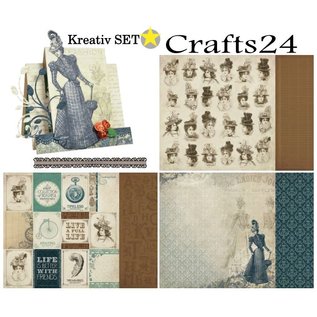 Designer Papier Scrapbooking: 30,5 x 30,5 cm Papier Kreativ-SET Nr.1 : Couture Kollektion + 1 Basis Karte + 1 Spitze Dekoband!