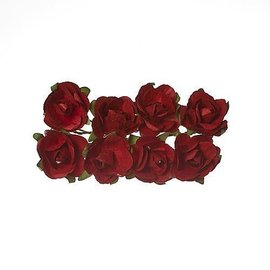 Embellishments / Verzierungen 8 di fiori di carta, rose rosse