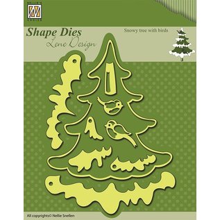 Nellie Snellen Punching templates: Christmas tree with snow