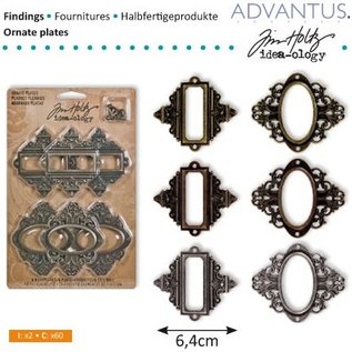Embellishments / Verzierungen Rahmen und Verschlüsse, 6 Stück, antique - zurück vorrätig!