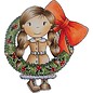 STEMPEL / STAMP: GUMMI / RUBBER timbre en caoutchouc: Fille avec couronne de Noël