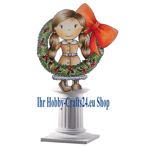 STEMPEL / STAMP: GUMMI / RUBBER Gummi Stempel: Mädchen mit Weihnachtskranz STEMPEL / STAMP: GUMMI / RUBBER Gummi Stempel: Mädchen mit Weihnachtskranz