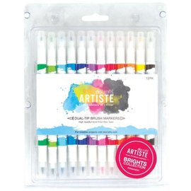 FARBE / STEMPELKISSEN Artiste permanente pennello doppio Tip Marker, collezione di colori Brights