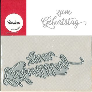 Spellbinders und Rayher Taglio e goffratura stencil, testo in tedesco: Buon compleanno