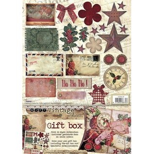 BASTELSETS / CRAFT KITS Die cut ark, A4, blant annet til utforming av en gaveeske. Ornamenter