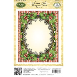 STEMPEL / STAMP: GUMMI / RUBBER Sello de goma: Marco decorativo de Navidad "Holly Frame" LIMITADO!