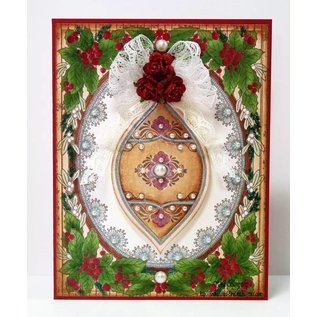 STEMPEL / STAMP: GUMMI / RUBBER Rubber Stamp: Christmas Decorative Frame "Holly Frame" LIMITED!